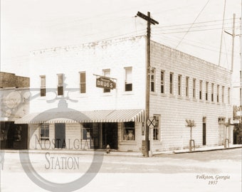 Folkston, GA Georgia 1957 Antique Historic Vintage Photo Vintage Wall Art Poster Wall Decor Reprint FREE SHIPPING!