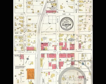 Clanton Alabama 1917 Antique Vintage Historic Map Reprint Peach Chilton County Tigers Montgomery Thorsby FREE SHIPPING!