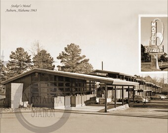 Auburn, AL Alabama Stokers Motel 1963 Historic Vintage Antique Photo Wall Art Decor Reprint FREE SHIPPING!