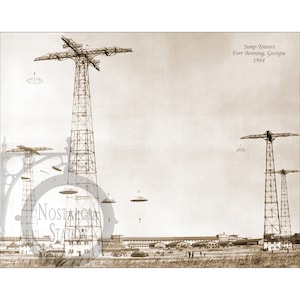 Fort Benning Jump Towers Jump School 1944 (Fort Moore) Antique Historic Vintage Photo Wall Art Vintage Decor Reprint FREE SHIPPING!