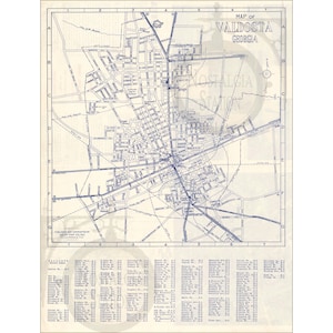 Valdosta, Georgia 1951 Landkarte Antike Historische Vintage Karte Wandkunst Plakat Wanddekor Reprint KOSTENLOSER VERSAND!