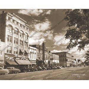 Columbus GA Géorgie 1952 Broadway historique vintage photo murale art mural réimpression Ffort Benning Fort Moore livraison gratuite !