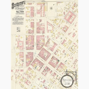 Montgomery, Alabama 1888 Antike Vintage Historische Karte Nachdruck 30 x 40 Zoll KOSTENLOSER VERSAND!