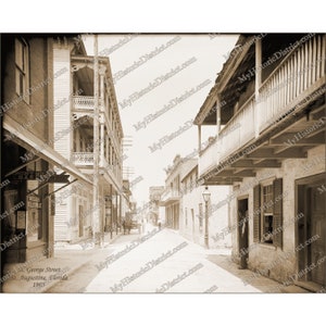 Saint St Augustine, Floride, Floride. Réimpression de photo d'histoire de la rue St George, 1905, vintage historique, photo déco murale antique vintage, livraison gratuite !