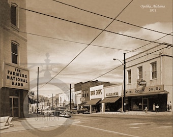 Opelika Alabama 1951 8th Street 8x10 Photo Historic Vintage Antique Photo Wall Art Decor Reprint FREE SHIPPING!