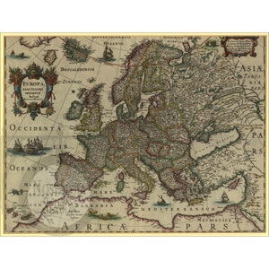 Europa Mappa 1620 Antica Foto Storica Vintage Steampunk Mappa Pirata Decorazione da Parete Arte Ristampa SPEDIZIONE GRATUITA!