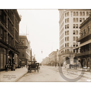 Savannah, Géorgie, 1907, Broughton Street, photo vintage historique antique, décoration murale d'art mural, réimpression livraison gratuite !