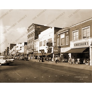 Columbus GA Géorgie 1959 Broadway historique photo vintage art mural décoration murale Phenix City Fort Benning Fort Moore réimpression livraison gratuite !