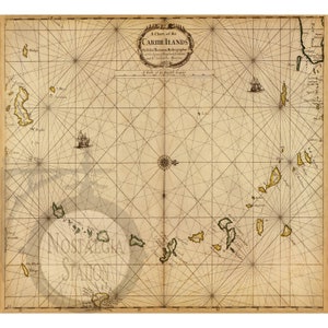 Mappa nautica dei Caraibi, mappa dell&#39;oceano, mappa del 1680, antica, storica, vintage, foto, mappa steampunk dei pirati, decorazione da parete, ristampa, SPEDIZIONE GRATUITA!