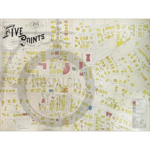 Birmingham, AL Five 5 Points Map 1911 Foto storica antica d'epoca Arte murale d'epoca Decorazione murale d'epoca Ristampa di Blazers SPEDIZIONE GRATUITA!