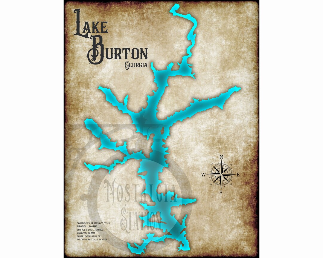 Lake Burton 24x30 Vintage Style Map FREE Etsy