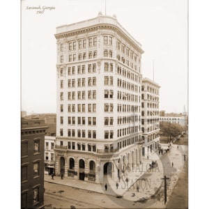 Savannah, Géorgie, 1907 Banque Nationale, Réimpression d'art mural, photo vintage, historique et historique, réimpression de la décoration murale LIVRAISON GRATUITE !