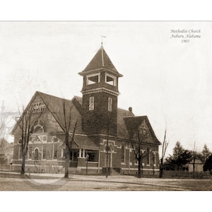 Auburn, AL Chiesa metodista dell'Alabama 1905 Gay St Ristampa di foto d'epoca storica e d'epoca, decorazione da parete, SPEDIZIONE GRATUITA!