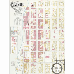Columbus, Georgia 1900 antico/vintage/storico/mappa ristampa 30 x 40" SPEDIZIONE GRATUITA!