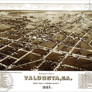 Valdosta, Georgia 1885 Karte Antike Historische Vintage Karte Wandkunst Plakat Wanddekor Reprint KOSTENLOSER VERSAND!