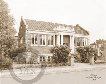 Cuthbert, GA Georgia Library 1950 Antique Historic Vintage Photo Vintage Art Vintage Wall Decor Andrew College Reprint FREE SHIPPING!
