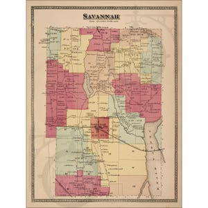 Savannah Georgia Karte 1874 Savannah Vintage Historischer Savannah Bundesstaat Georgia Südliche Kleeblätter Tybee Island Nachdruck KOSTENLOSER VERSAND!