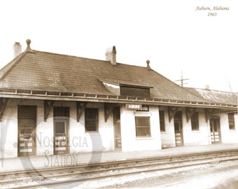 Auburn, AL Alabama Train Depot 1963 Historic Vintage Antique Photo Wall Art Decor Reprint FREE SHIPPING!