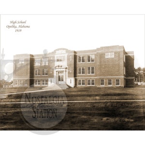 Foto storica d'epoca della scuola superiore di Opelika, Alabama, del 1919, decorazione da parete, ristampa SPEDIZIONE GRATUITA!