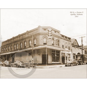 Opelika Alabama 1945 9th Street and Avenue Una storica foto d'epoca antica da parete, ristampa, decorazione artistica SPEDIZIONE GRATUITA!