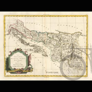 Serbia Bosnia and Croatia 1782 Map Serbian Antique Historic Vintage Balkan Yugoslavia Map Wall Decor Art Reprint  FREE SHIPPING!