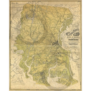 Chatham County, Georgia Karte 1875 Savannah Vintage Historischer Savannah Bundesstaat Georgia Südliche Kleeblätter Tybee Island Reprint 30x40 KOSTENLOSER VERSAND!