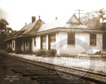 Auburn, AL Alabama Train Depot 1964 Historic Vintage Antique Photo Wall Art Decor Reprint FREE SHIPPING!