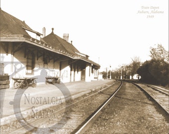 Auburn, AL Alabama Train Depot 1949 Historic Vintage Antique Photo Wall Art Decor Reprint FREE SHIPPING!