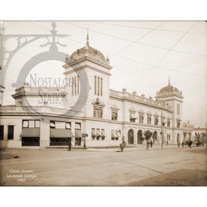 Savannah, Géorgie, 1904 Union Station, réimpression de photos d'art mural vintage historique, décoration murale, livraison gratuite !