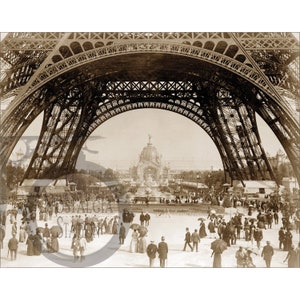 Parigi, Francia 1899, Torre Eiffel, antica, vintage, storica, decorazione da parete, seppia, panoramica, Europa, ristampa, SPEDIZIONE GRATUITA!