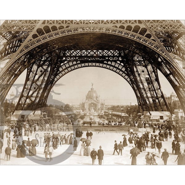 Paris France 1899 Eiffel Tower Antique Vintage Historic History Wall Art Decor Sepia Panoramic Europe Photo Reprint FREE SHIPPING!