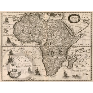 Africa Map Print 1640 Antique Historic Vintage Photo Steampunk Wall Decor Art Reprint  FREE SHIPPING!