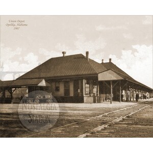 Opelika Alabama 1907 Union Station Train Depot storico vintage antico foto decorazione da parete ristampa SPEDIZIONE GRATUITA!