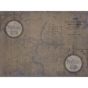 Chamrons County Alabama Indian Territory Karte 1832 Antik Historisches Vintage Foto Wand Dekor Kunst Lake Martin Reprint KOSTENLOSER VERSAND!