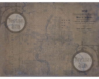 Chambers County Alabama Indian Territory Map 1832 Antique Historic Vintage Photo Wall Decor Art Lake Martin Reprint  FREE SHIPPING!