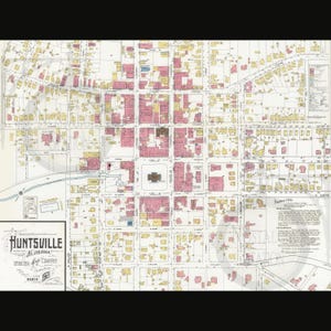 Mappa di Huntsville, Alabama, 1921, foto storica antica, arte murale d'epoca, decorazione murale d'epoca, ristampa della partita di football dei Chargers SPEDIZIONE GRATUITA!