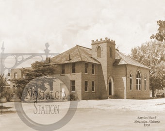 Notasulga, Alabama Baptist Church 1950 Antique Historic Vintage Photo Vintage Wall Art Vintage Wall Decor Reprint FREE SHIPPING!