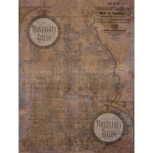Russel County Lee Co Alabama Indian Territory Karte 1832 Antike Historische Vintage Foto-Wand-Dekor-Kunst Lake Martin Reprint KOSTENLOSER VERSAND!