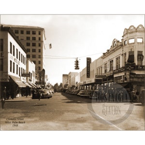 West Palm Beach Florida FL. 1948 Clematis Street History Photo Historic Vintage Antique Photo Wall Art Decor Reprint FREE SHIPPING!