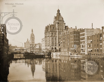 Milwaukee, WI Wisconsin 1901 Antique historique photo vintage art mural vintage décoration murale vintage réimpression livraison gratuite !