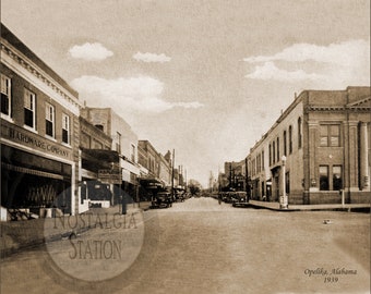 Opelika Alabama 1939 8th Street Photo Historic Vintage Antique Photo Wall Art Decor Reprint FREE SHIPPING!