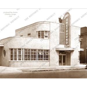 Columbus GA Georgia 1948 Greyhound Station, photo vintage historique, art mural, décoration murale, réimpression de la ville de Phenix, Fort Benning Moore, livraison gratuite !