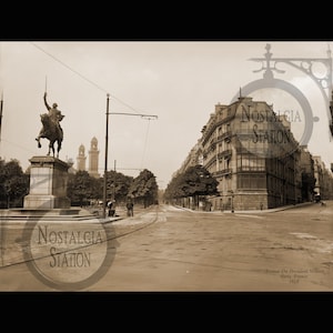 París, Francia 1918, Avenida del Presidente Wilson, arte de pared histórico antiguo de época, decoración sepia, foto de Europa, reimpresión. ¡ENVÍO GRATIS!
