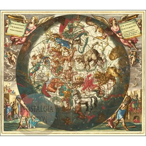 Carta celeste del cielo del norte 1660 antigua foto histórica vintage póster del zodíaco mapa Tarot Steampunk decoración de pared arte reimpresión ¡ENVÍO GRATIS!