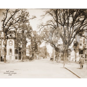Savannah, GA Géorgie 1906 Bull Street Antique Historic vintage Photo Wall Art Wall Decor Réimpression LIVRAISON GRATUITE!