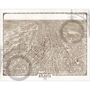 Atlanta, Georgia 1919 Antike Vintage Historische Karte Wandkunst Emory Georgia Tech Braves Falken Georgia State Nachdruck KOSTENLOSER VERSAND!