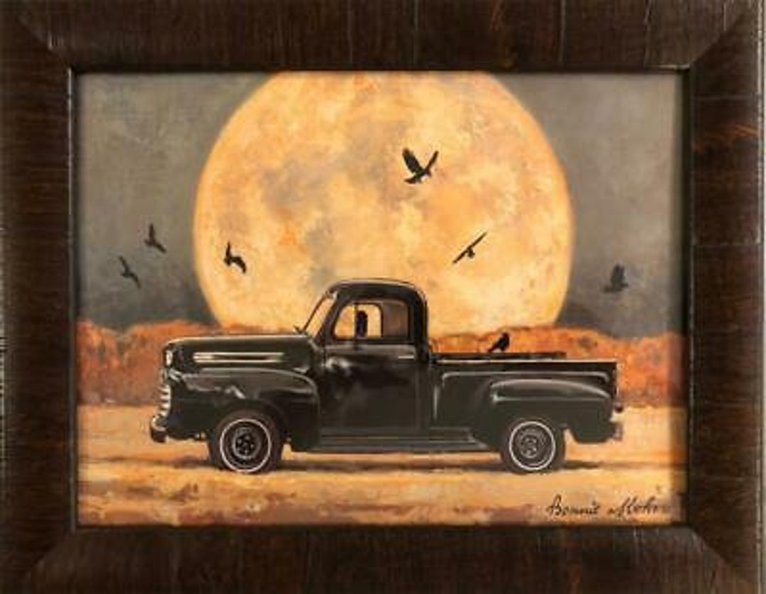 Bonnie Mohr Harvest Moon Old Truck Full Moon Art Print-framed 19 X 15 ...