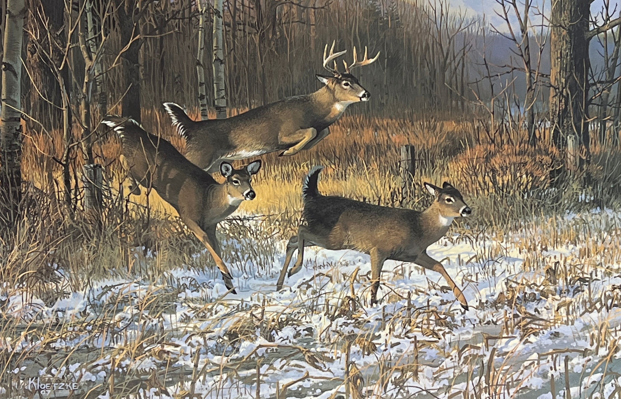 Don Kloetzke the Great Escape Deer Buck Doe Farm Field S/N Art