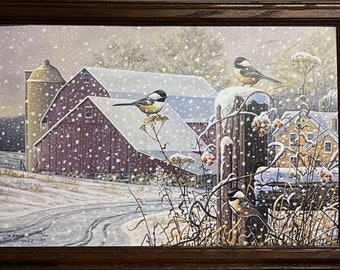 Tim Schultz Homecoming Chickadee Farm S/N Art Print-Framed 23.5 x 16.5