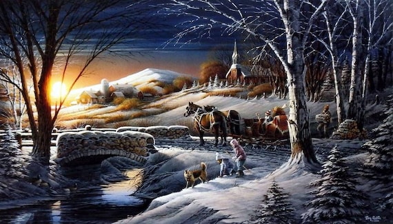 Terry Redlin Evening Solitude Camping Sunset Art Print-Framed
